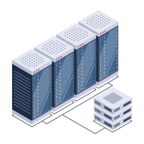 Sala Server Con Server Computer Illustrazione Vettoriale — Vettoriale Stock