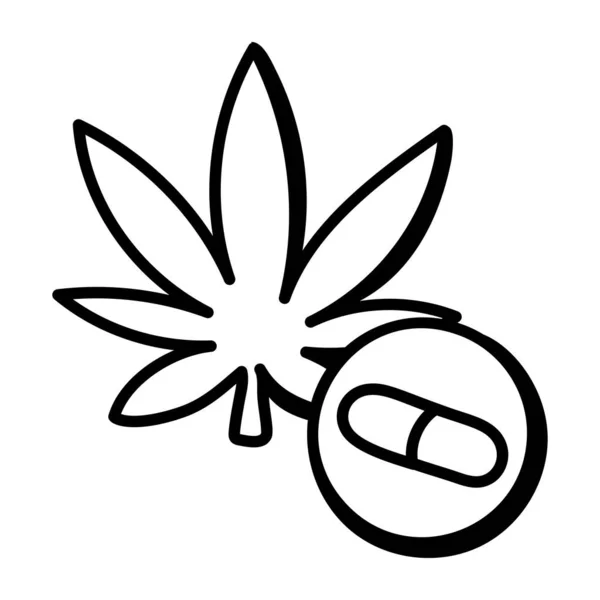 大麻の葉のアイコンベクトル マリファナとインフルエンザの兆候 孤立した輪郭記号図 — ストックベクタ