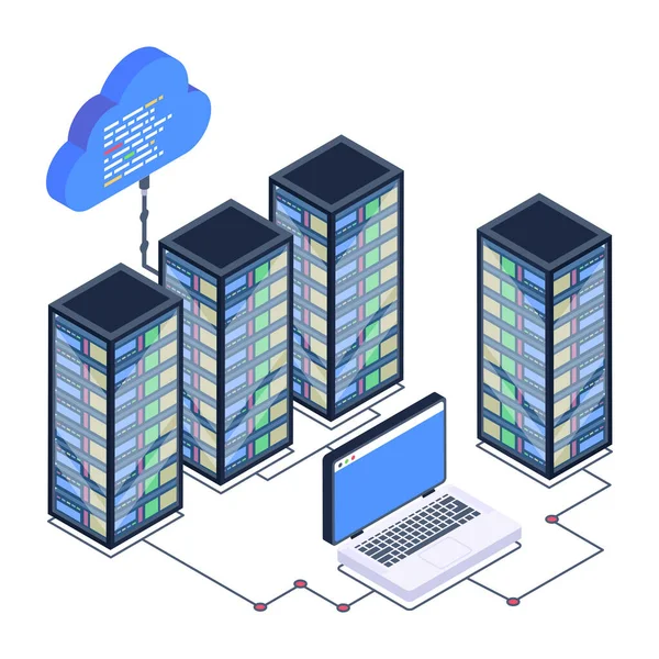 Cloud Computing Server Data Storage Vector Ilustração Design Gráfico —  Vetores de Stock