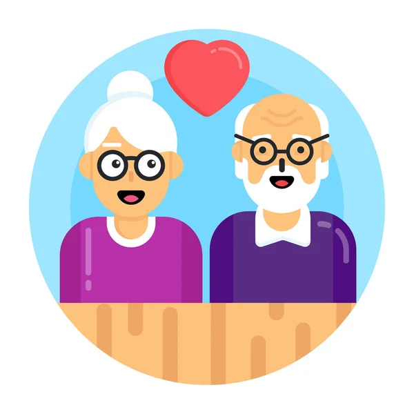 Avós Casal Com Coração Amor Vetor Ilustração — Vetor de Stock