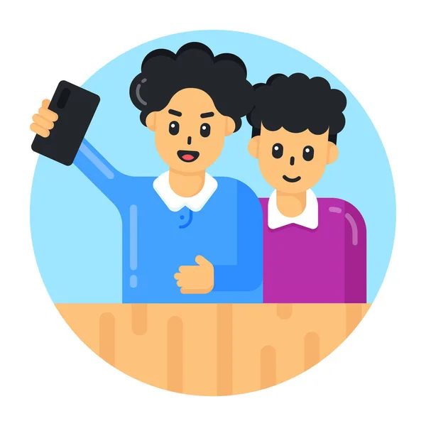 Joven Pareja Tomando Selfie Vector Ilustración — Archivo Imágenes Vectoriales