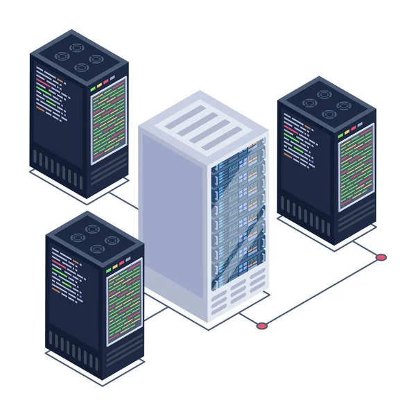 Sunucuları ve veritabanı vektör çizim tasarımı olan sunucu odası