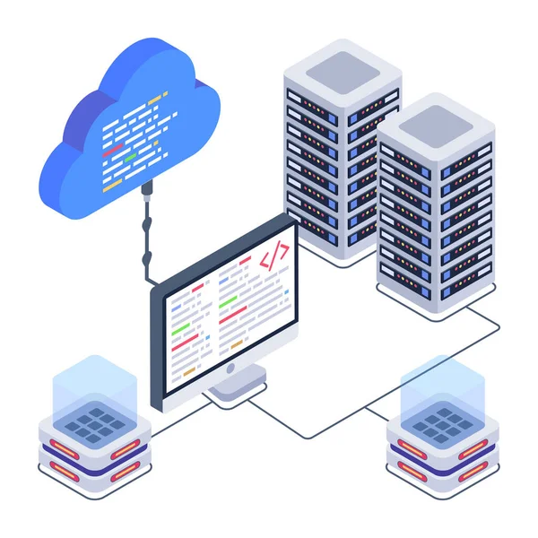 Cloud Computing Stockage Données Illustration Vectorielle Base Données Graphisme — Image vectorielle