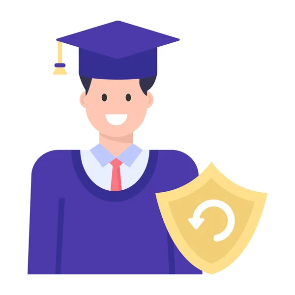 Estudiante Graduado Icono Web Vector Ilustración — Archivo Imágenes Vectoriales