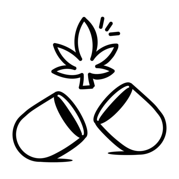 Cannabis Leaf Icon Pill — Stock Vector