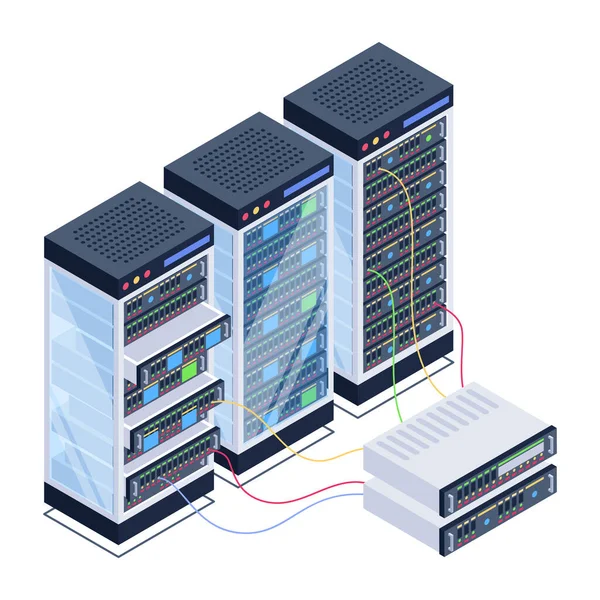 Sala Server Con Server Database Illustrazione Vettoriale — Vettoriale Stock