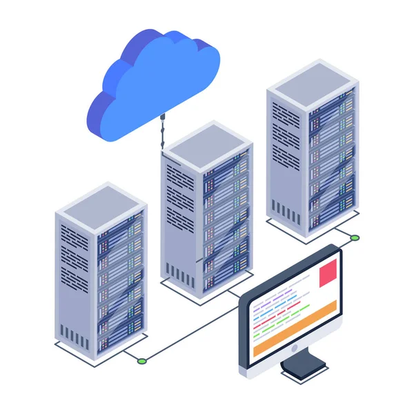 bulut hesaplama sunucusu izometrik vektör çizimi