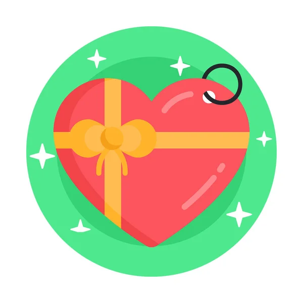 Geschenkbox Mit Herzförmigem Bogen Symbol Flache Abbildung Des Roten Sternvektorsymbols — Stockvektor