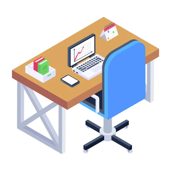 Bürotisch Mit Laptop Und Liefert Vektor Illustration Design — Stockvektor