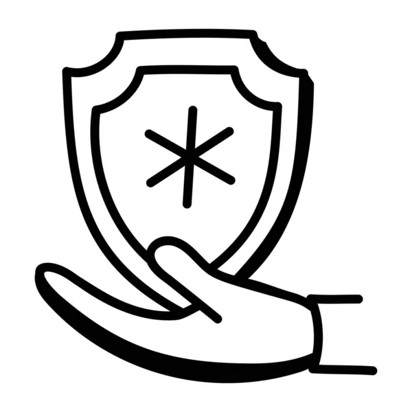 Escudo Con Icono Marca Verificación Esquema Ilustración Los Iconos Vectoriales — Archivo Imágenes Vectoriales