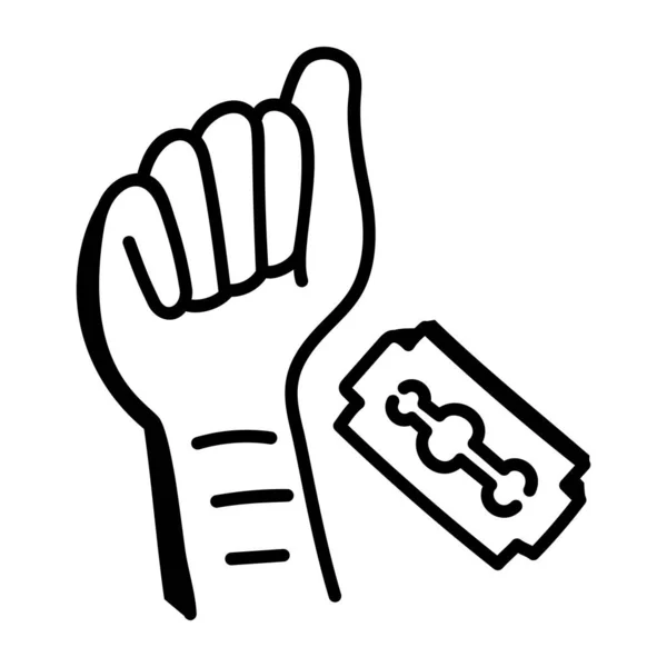 Hand Holding Key Icon Outline Vector Illustration Seo Human Theme — Stock Vector