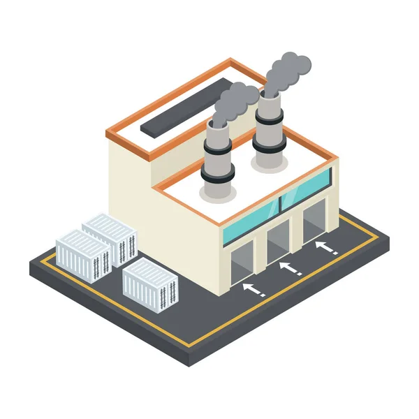 Illustrazione Vettoriale Isometrica Dell Edificio Industriale — Vettoriale Stock
