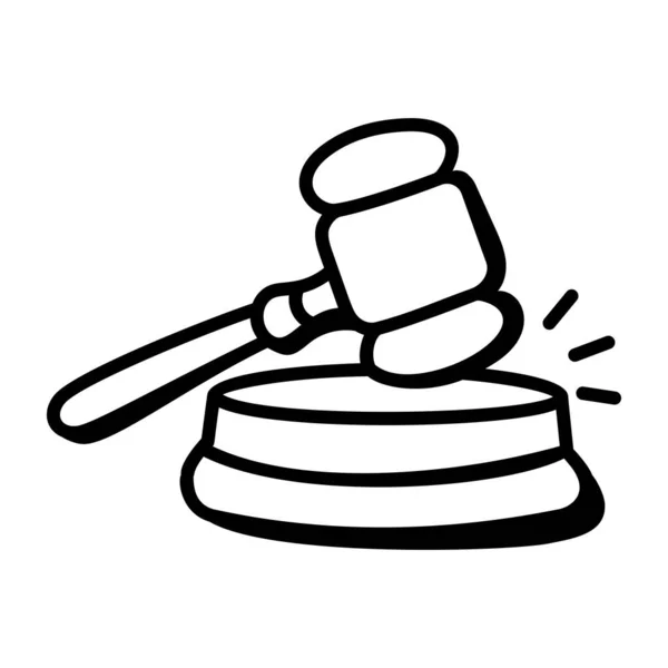 Gavel Ikon Bíró Vázlat Törvény Szimbólum Vektor Illusztráció — Stock Vector