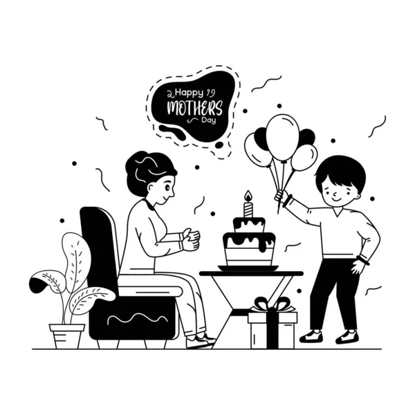 Glückliches Paar Mit Luftballons Und Geschenkbox Vektor Illustration Design — Stockvektor