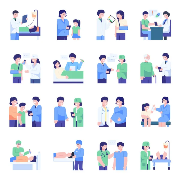 Doktor ve hasta tıbbi maskeli, vektör çizimi