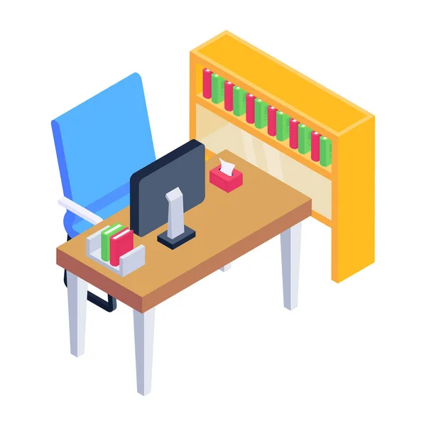 Sala Trabajo Con Escritorio Silla Vector Ilustración Diseño — Archivo Imágenes Vectoriales