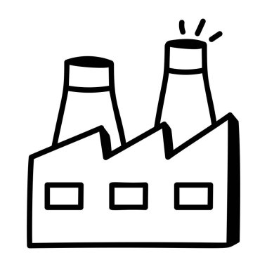 Fabrika binası ikon vektör illüstrasyonu