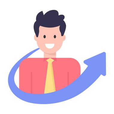 Ok ikonlu bir iş adamı. vektör illüstrasyonu