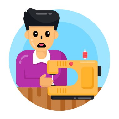 Daktilo vektör illüstrasyon tasarımlı bir adam