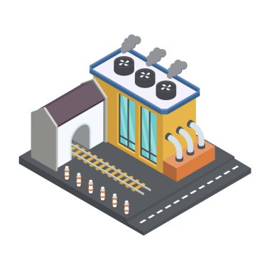 izometrik fabrika vektör çizimi tasarımı