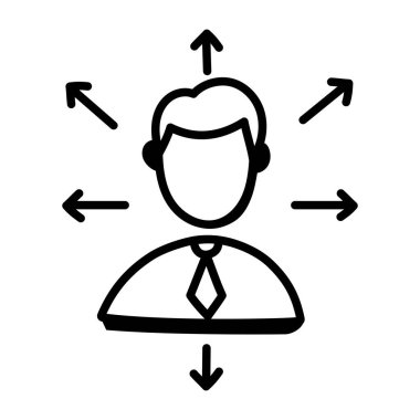 Ok ikonlu bir iş adamı. vektör illüstrasyonunun özet kavramı.