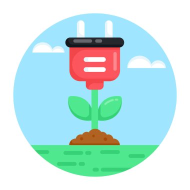 Yeşil enerjili bitki ve ekoloji vektör çizimi tasarımı