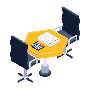 Sandalye vektör illüstrasyon tasarımlı ofis masası