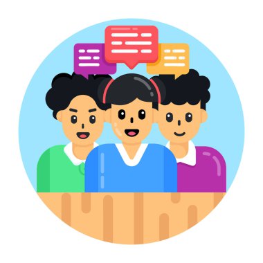 Konuşma balonu vektör çizimi olan bir grup insan