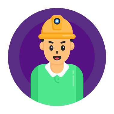 Avatar Adam simgesi. İşçi vektör illüstrasyonunun çizgi filmi