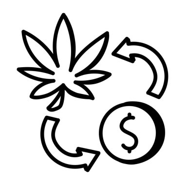 Kenevir yaprağı ikon vektörü. İnce çizgi işareti. izole edilmiş sınır sembolü çizimi