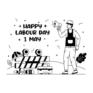 Mikrofonlu bir adamın vektör çizimi