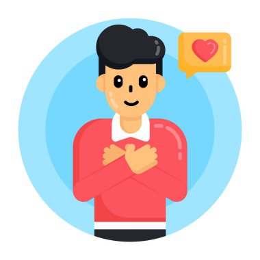 Kalp mesajı vektör illüstrasyonlu adam