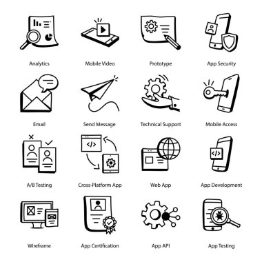 e-posta çizgisi simgeleri ayarlandı. vektör illüstrasyonu