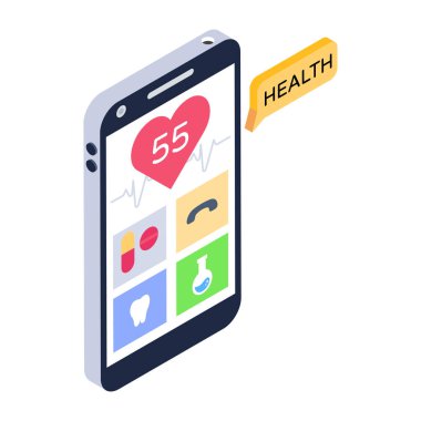 izometrik vektör resimli cep telefonu