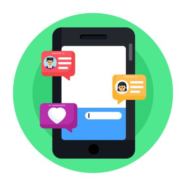 akıllı telefon ve kalp vektör illüstrasyon tasarımlı cep telefonu