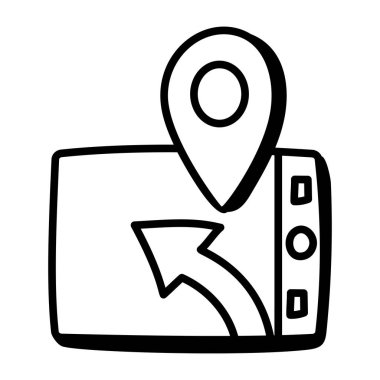 GPS navigasyon konum simgesi. beyaz arkaplanda izole edilmiş ana hat harita işaretleyici vektör çizim sembolü ve bonus