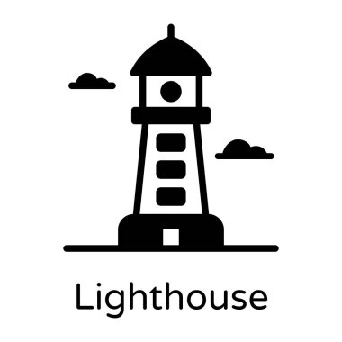 Deniz feneri. Web simgesi basit illüstrasyon