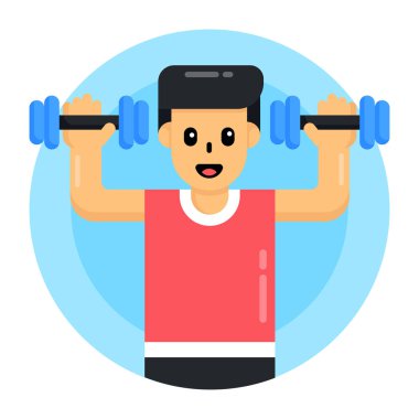 Akıllı telefonu ve dambıl vektör çizimi tasarımı olan bir adam