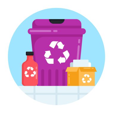 Çöp kutuları web simgesi vektör illüstrasyonu