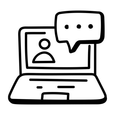 Konuşma balonu vektör çizimi olan dizüstü bilgisayar