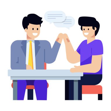 Ofis vektör illüstrasyon tasarımında birlikte çalışan iş adamları