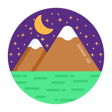  Dağlı ve yıldızlı manzara vektör çizimi