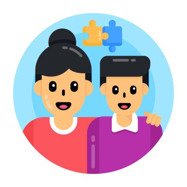 Bulmacalı çift, vektör illüstrasyonu