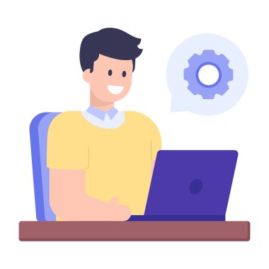 Dizüstü bilgisayarı olan adam vektör çizimi