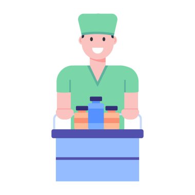 Çantalı ve haplı adam vektör çizimi tasarımı