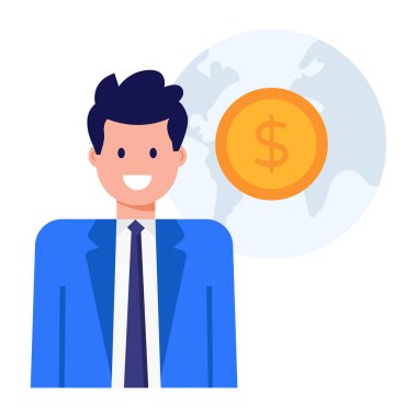 Para çantası vektör illüstrasyon tasarımı ile iş adamı