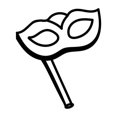 Karnaval maskesi ikonu. Web için maskeli parti vektör simgelerinin özet çizimi