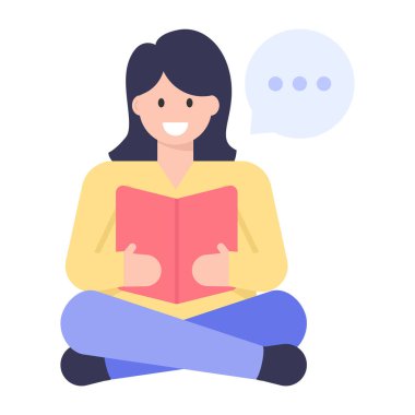 Kadın kitap vektörü illüstrasyon tasarımı okuyor