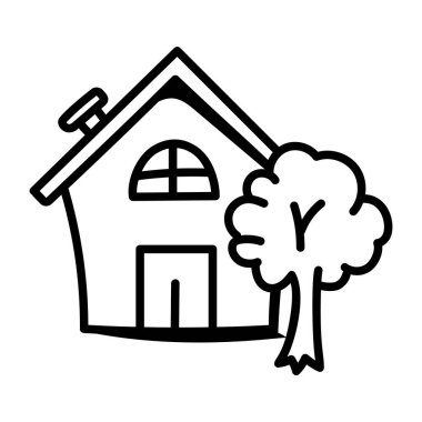 ev ağaç vektör illüstrasyon tasarımı ile