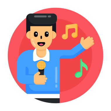 Mikrofonu ve kulaklığı olan adam vektör illüstrasyon tasarımı